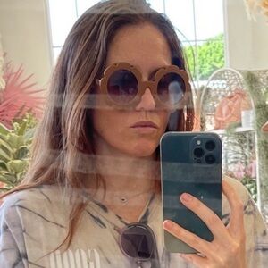 Round Brown flower Sunglasses